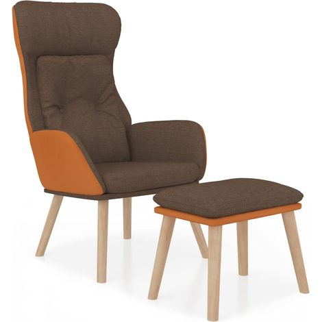 Maison Exclusive - Relaxsessel mit Hocker Braun Kunstleder & Stof (1/5)