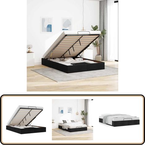 vidaXL Ottoman-Bett ohne Matratze Schwarz 140x200 cm Stoff