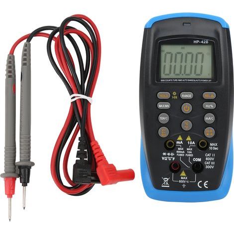 Multimètre Numérique Portable HP‑42B TRMS Mesure Tension/Courant AC/DC Résistance 6000 Points Testeur (1/5)