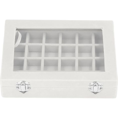 Écrin à bijoux en velours blanc avec 24 cases et fermeture à clé - Boîte de rangement pour colliers et bracelets (1/5)