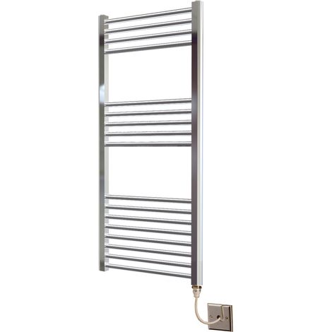 Chrome Straight Electric Heated Towel Rail 400mm W x 1000mm H
