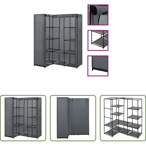 Rangement de vêtements - Garde-robe d'angle Gris 130 x 87 x 169 cm (1/5)