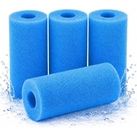 Lot de 4 Filtres Piscine Type A, Cartouche Filtre Piscine en Mousse 20 x 10 cm, Filtre à Piscine Lavable et Réutilisable, Éponge Filtrante pour Spa et Pompe Compatible (1/5)
