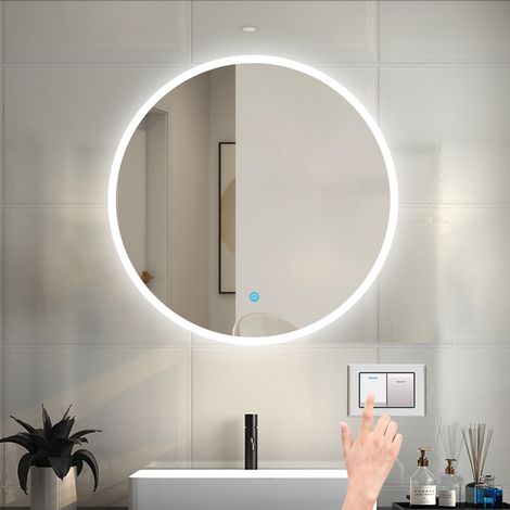 LED Spiegel Badspiegel mit Beleuchtung Badezimmer Spiegel Rund mit 3 Lichtfarbe dimmbar 2700k-6500k Speicherfunktion Wandspiegel mit Touchschalter 40x40cm (1/5)