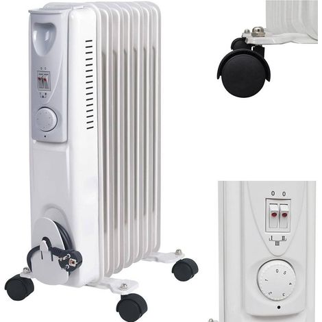 Trade Shop - Radiatore Elettrico Ad Olio 9 Elementi Con Rotelle Da 2000w Basso Consumo Stufa - (1/5)