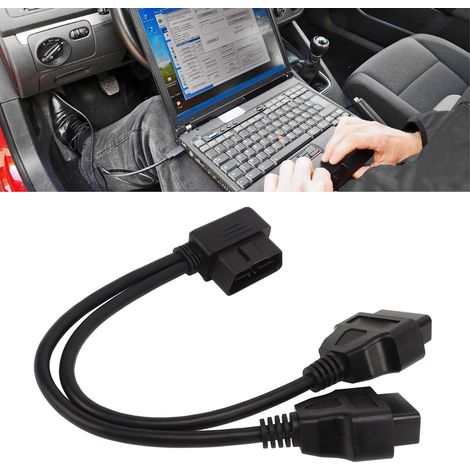 OBD2 Y-förmiges Winkel-Splitterkabel, Stecker-Splitter auf 2-Bus-Verlängerungskabel (1 Stecker, 2 Buchsen) (Referenz: 0,3 L 1 auf 2-adriges Verlängerungskabel) (1/5)