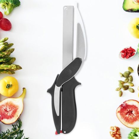 Couteau et ciseaux 2 en 1 en acier inoxydable pour aliments et légumes - Accessoire de cuisine (1/5)