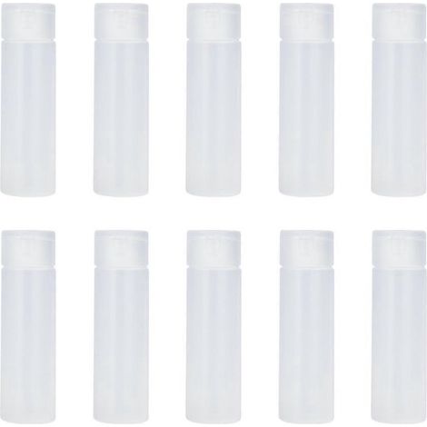 Lot de 10 bouteilles vides en plastique, idéales pour le rangement et les voyages. Bouteilles élégantes et rechargeables.-8.2x2.1cm-White (1/4)