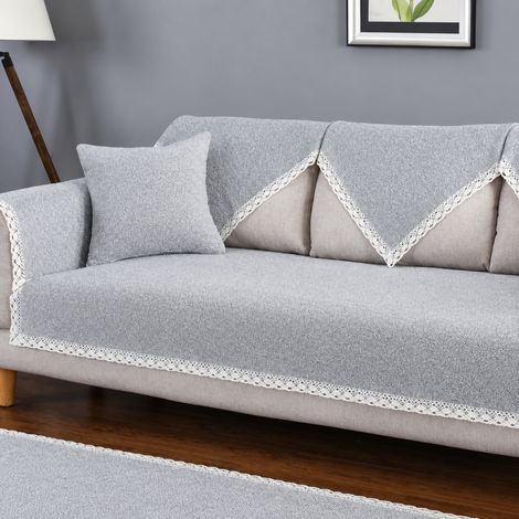 Housse coussin d'assise canapé coton tissé épais 4 saisons gris pur 70 x 70 cm – Livraison gratuite