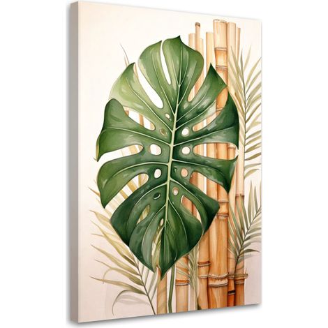 Quadro su tela, Foglia di monstera bambà ¹ tropicale - 80x120 (1/3)