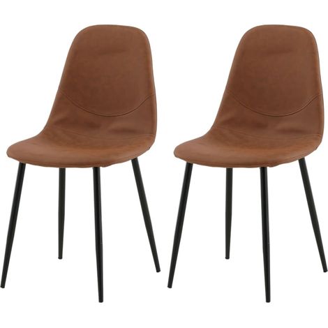 Chaises à manger lot de 2 Polar Aspect cuir marron/noir Venture Home (1/5)