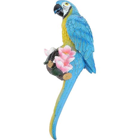 Sculpture de perroquet, décoration intérieure et extérieure, statue d'ara en résine, figurine de jardin, droite, bleue