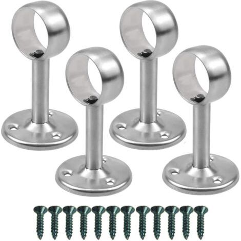 4 Pièces Support de Tringle à Rideau Support de fixation pour plafond, Acier Inoxydable Support Tringle Penderie Support Barre Penderie avec Vis pour Armoire de Rideau de Douche (25mm) (1/5)
