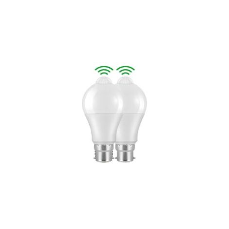 Ampoule Detecteur de Mouvement B22 Baïonnette LED, 12W, 1020lm, Blanc Froid 6000 K, CIR 85, étanches IP42 à économie d'énergie, non dimmable, Ampoule à Détecteur de Mouvement(2 pièces) (1/4)