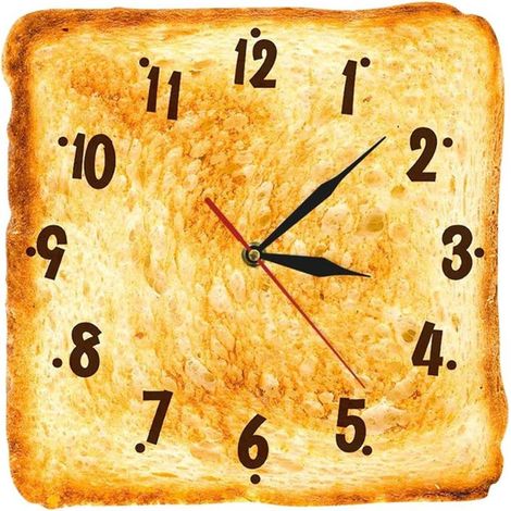 Wall Clock, Silent Clock, Quiet Wall Clocks, Contemporary Clock Design, Trendy Wall Clock, Funky Toast Clock, Creative Wall Decoration 30x30x4m for Home, Living Room and Bedrooms (1/5)