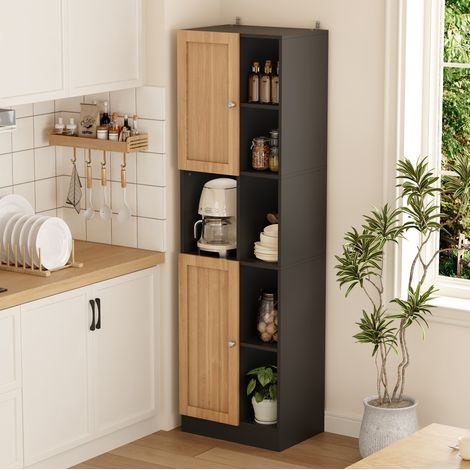 Armadio angolare 50x35,5x170 cm in MDF antracite/rovere, contenitore per cucina FloraGrace (1/5)