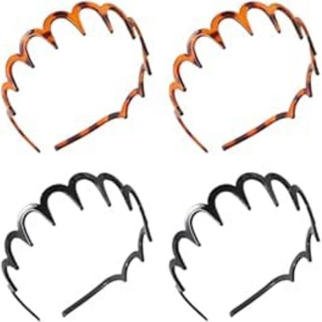 Headband Cranté - Plastique Souple - Pour Coiffure et Soins Visage - Usage Sportif et Quotidien - 4 Pièces (1/5)