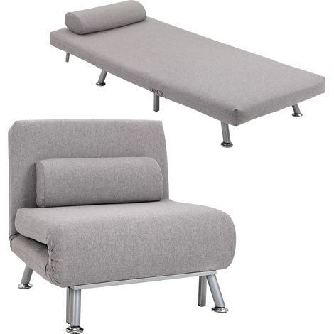 Adjustable Back Futon Sofa Chair - Grey (1/5)