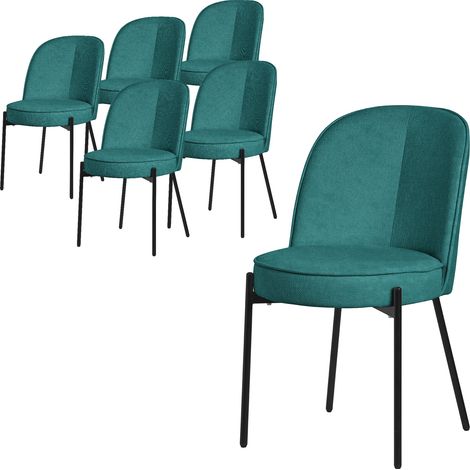 ML-Design Esszimmerstühle 6er Set, Petrol, Küchenstühle mit Stoffbezug und Stahlgestell, Wohnzimmerstuhl mit Rückenlehne, Polsterstühle für Esszimmer & Küche, Gepolsterte Stühle Ergonomischer Sessel