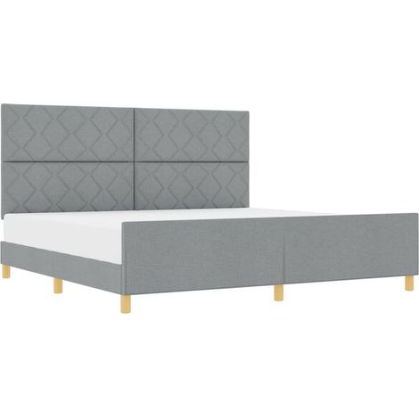 Cadre de lit en tissu gris clair avec tête de lit, 200 x 200 cm (1/5)