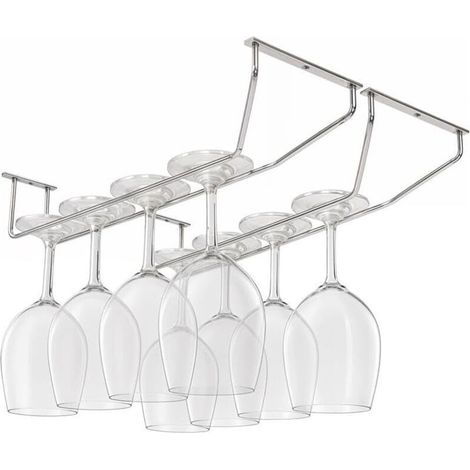 Lot de 2 Porte Verres Suspendu en avec Vis - Support Verre a Pied Suspendu de 35 x 11 cm - Rangement Verre a Pied pour Bar et Cuisine (1/4)