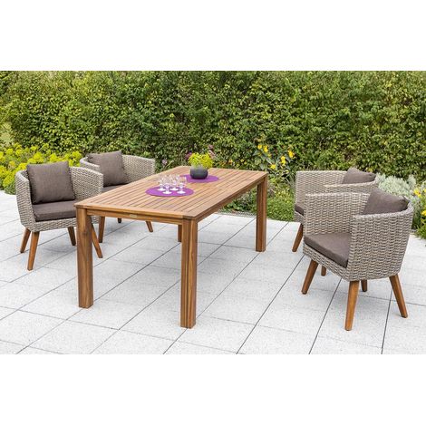 Imperia Set 5tlg 4 Sessel Kissen Tisch 185x90cm