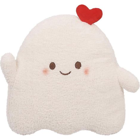 Coussin en peluche fantôme mignon, peluche fantôme cœur blanc doux, jouet kawaii, décoration de chambre amusante, cadeau pour filles et garçons, anniversaire, Halloween, Noël (1/5)