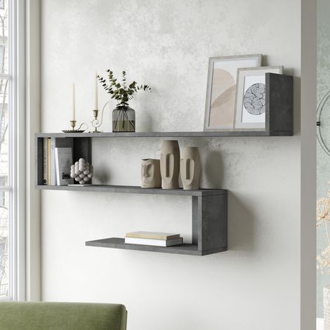 Wandregal Kitee 120 x 14,5 x 71,5 cm Betonoptik [en.casa]