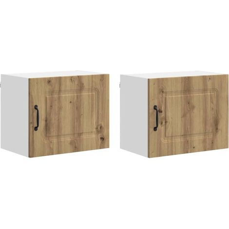 Lote de 2 armarios de pared de cocina modernos con gran espacio de almacenamiento 50 x 31 x 40 cm madera noble roble artesanal 020053592 (1/5)