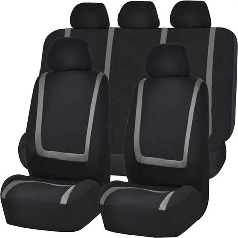 Housse De Siege Voiture - Universelle 5 Places - Avec Rembourrage Mousse 2 Mm - Pour Sièges Avant Arrière Tête Et Dossier Inclinable - Lot De 9 Pièces (1/5)