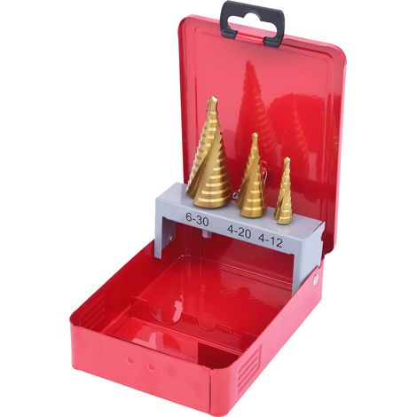KS TOOLS HSS TiN punta gradino set cassetta lamiera d'acciaio 3pz. - 330.2423 (1/5)