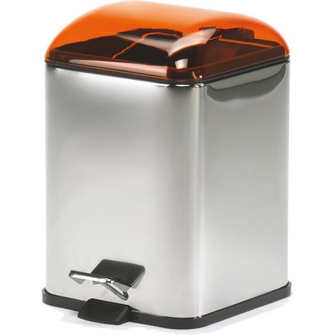 Poubelle avec pédale orange transparent Karta (1/2)