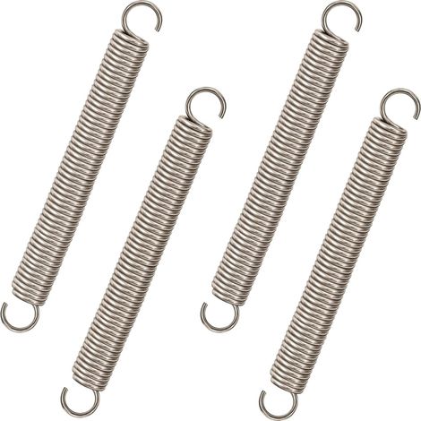 4 Pièces - Ressort De Traction - Ressort En Acier Inoxydable - Avec Double Crochet - Pour Tentes Et Trampolines - Argenté - 100x10mm (1/5)