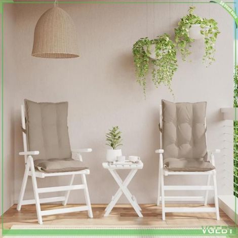 377626 Coussins de chaise à dossier haut lot de 2 taupe tissu oxford (1/5)