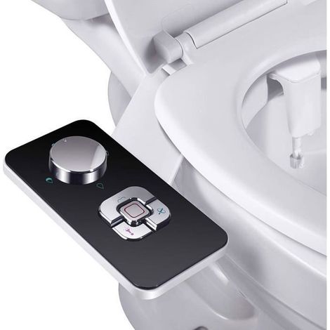Doccetta bidet non elettrica con doppio ugello autopulente retrattile - Pulsante regolabile per acqua fredda - nero