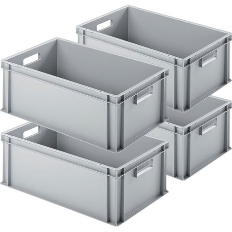BRB 4 bacs Euro avec 2 poignées, 600 x 400 x 220 mm, gris (1/2)