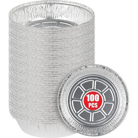 100 Pièces 18CM Plateaux Ronds de Papier D'aluminium, 720ml Plateaux à Rôtir Jetables Contenants Alimentaires en Papier D'aluminium pour Pâtisserie Nourriture Portion Emporter Restauration (1/5)