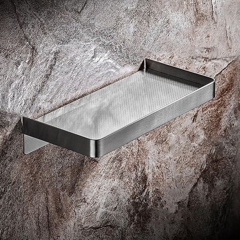 Support de douche sans perçage en acier inoxydable SUS 304 rectangulaire sans clous auto-adhésif antirouille brossé accessoires de salle de bain-Karteo (1/5)