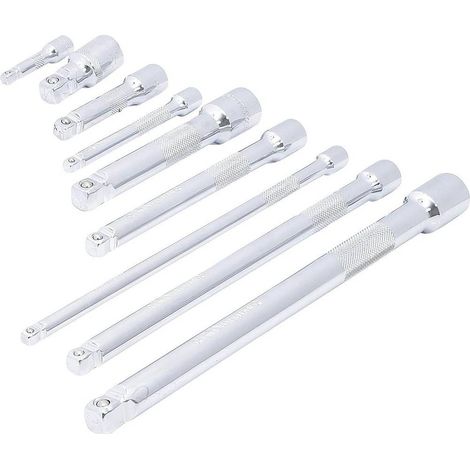 Jeu de Rallonges Basculantes 9 pcs - 6,3 mm (1/4), 10 mm (3/8), 12,5 mm (1/2) - Acier Résistant - Polyvalence et Pra - D-Work (1/5)