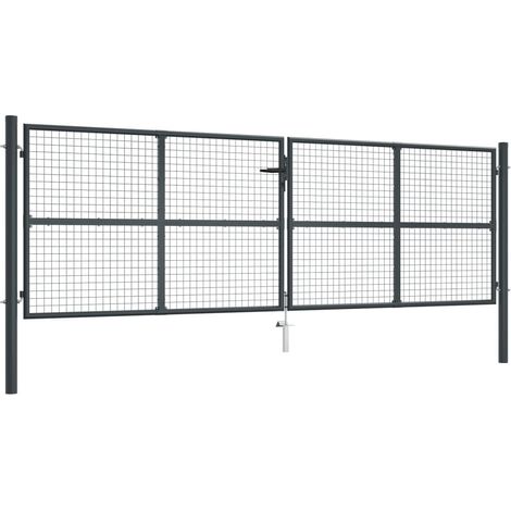 Puerta de jardín de malla acero galvanizado 400 x 125 cm gris vidaXL