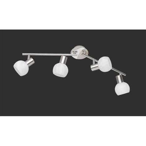 ANTIBES BARRA 4 SPOTS ACCIAIO COLORE CROMO ATTACCO E14 DIFFUSORE IN VETRO L. 70CM (1/2)