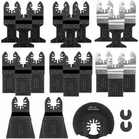 royaluxe -Lame de Scie Oscillante, 21PCS Mixte Outil Multi-Usage Kit, avec Accessoires de Universel Outil Multifonction Oscillant à Libération Rapide pour Coupe General Multi-Tool (Noir), (1/5)
