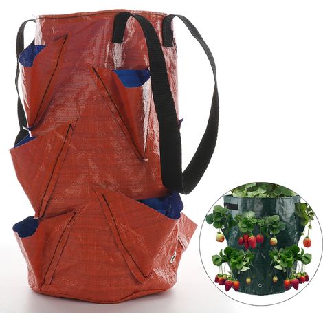 Lot de 3 sacs de culture pour fraises en plastique PE, 3 gallons (11,4 litres), pour la culture de fraises, légumes et fleurs orange. (1/5)