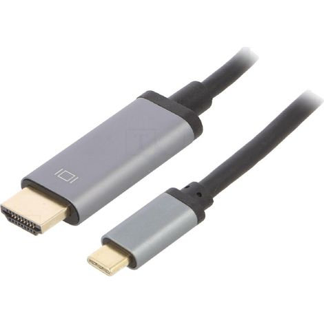 Adaptateur HDCP.HDMI 2.0 USB 3.2 HDMI prise male USB C prise male UHD 4K 1.8m - Noir