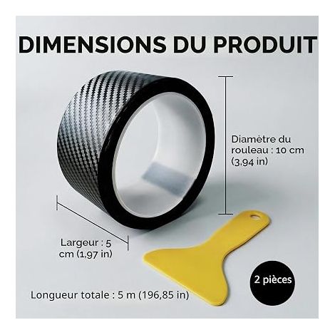 3D Carbon Car Film 5 m x 5 cm for Car Door Sill Protection – Black Self-Adhesive Roll with Installation Tool, Waterproof (1/4)