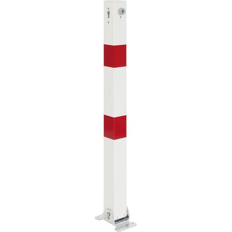 Absperrpfosten Klappy Sperrpfosten klappbar mit 2 roten Reflexstreifen verzinkt (1/2)
