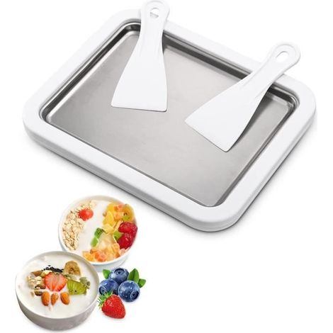 Machine à Crème Glacée Instantanée, Plaque à glace roulée, Mini Machine à Yaourt Frit Machine à Crème Glacée à Fruits Roulés (1/4)