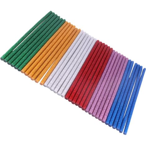 60 Pièces Bâtonnets Thermofusibles Pailletés DIY 7mm, Colle (1/5)
