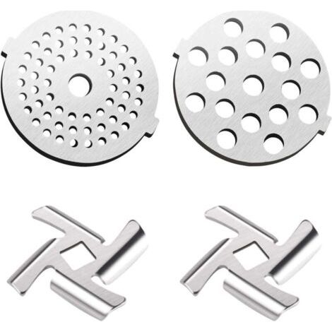 Lot de 4 Accessoires de Remplacement Pour Hachoir à Viande, 2pcs Lame De Hachoir à Viande 2pcs Plaques De Broyage Kit De Remplacement Pour Hachoir Viande éLectrique