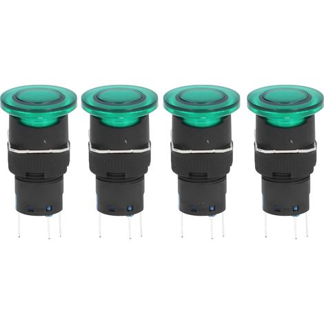 Lot de 25 boutons-poussoirs autobloquants à tête champignon avec voyant vert BEM-LA16-11MDS-GAC DC24V (1/5)